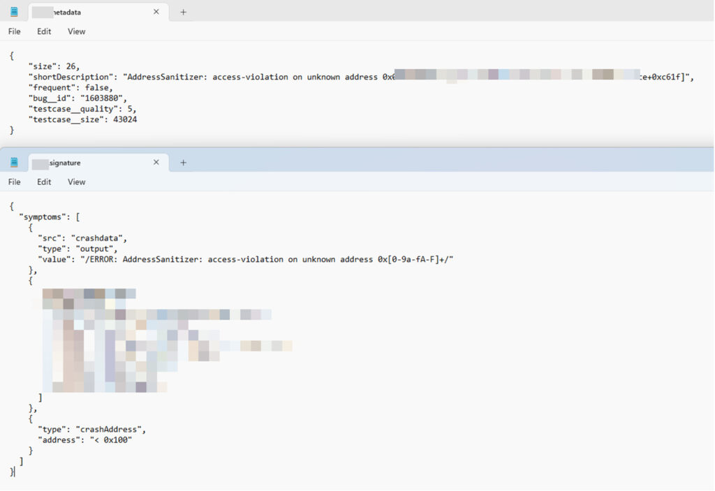 An example of a fuzzing result of Firefox project