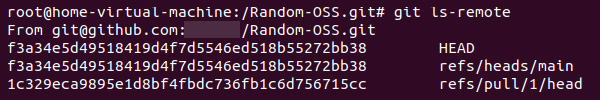 List remote references of our Git project, including a reference to the pull request in refs/pull/1/head