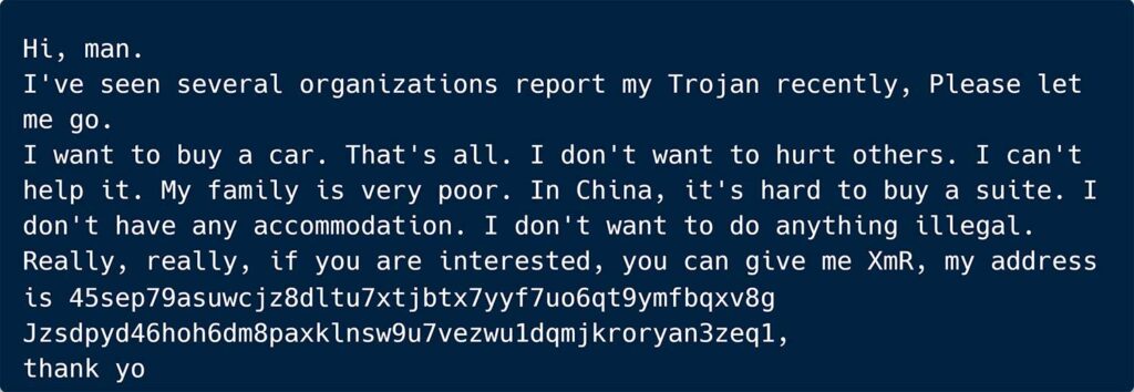 Encoded string from Lucifer malware sample