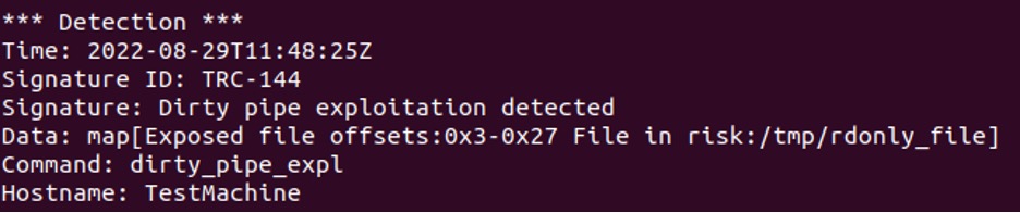 Example of catching splice results in unprotected file’s page reference using the Tracee eBPF too